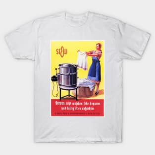 Vintage 1935 GERMANY Electric Washing Machine Advertisement Lithograph Art T-Shirt